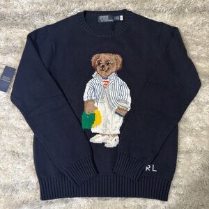 Polo by Ralph Lauren Dark Blue Sweater with Bear Motif